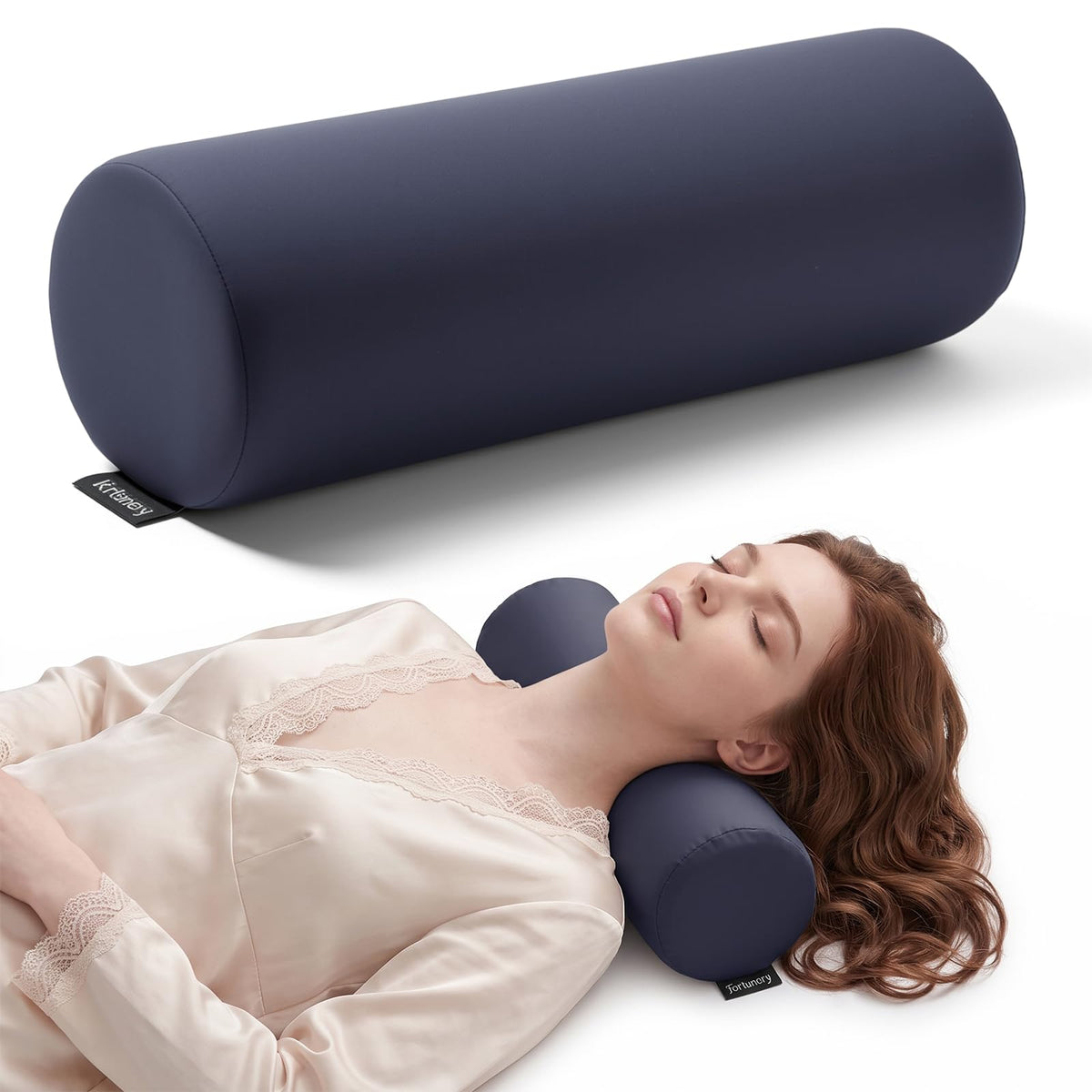 Neck Roll Pillow (Navy Blue / Medium - 5.0" H)