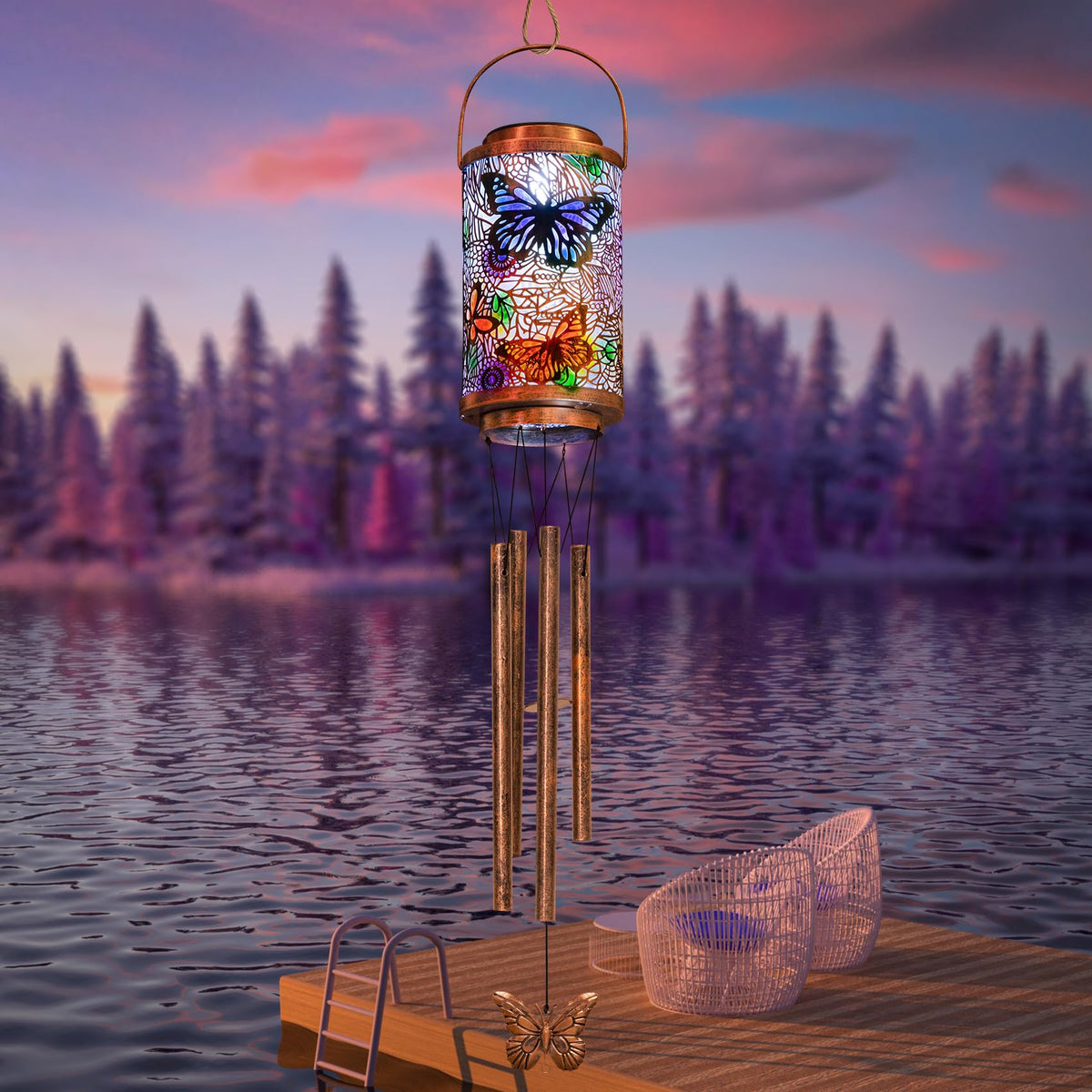 Butterfly Solar Wind Chimes for Outside