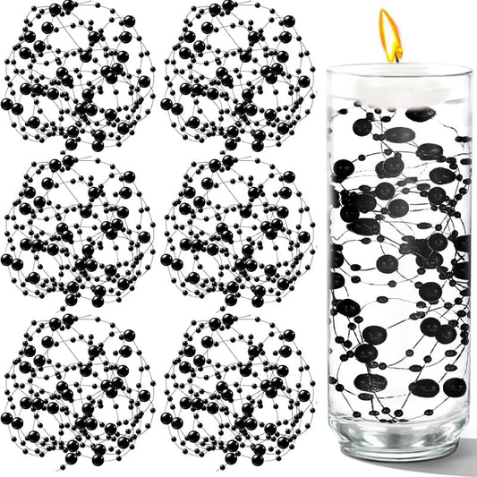 50 PCS Artificial Floating Beads for Centerpieces Vases (Black / 8+3mm(50pcs))