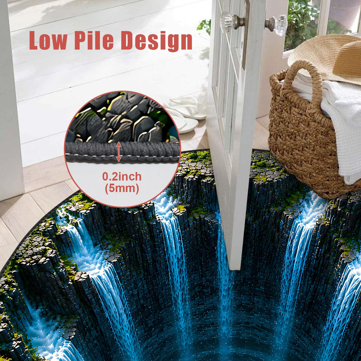 Waterfall Illusion Round Rug 6ft (48 / 6' (Round))