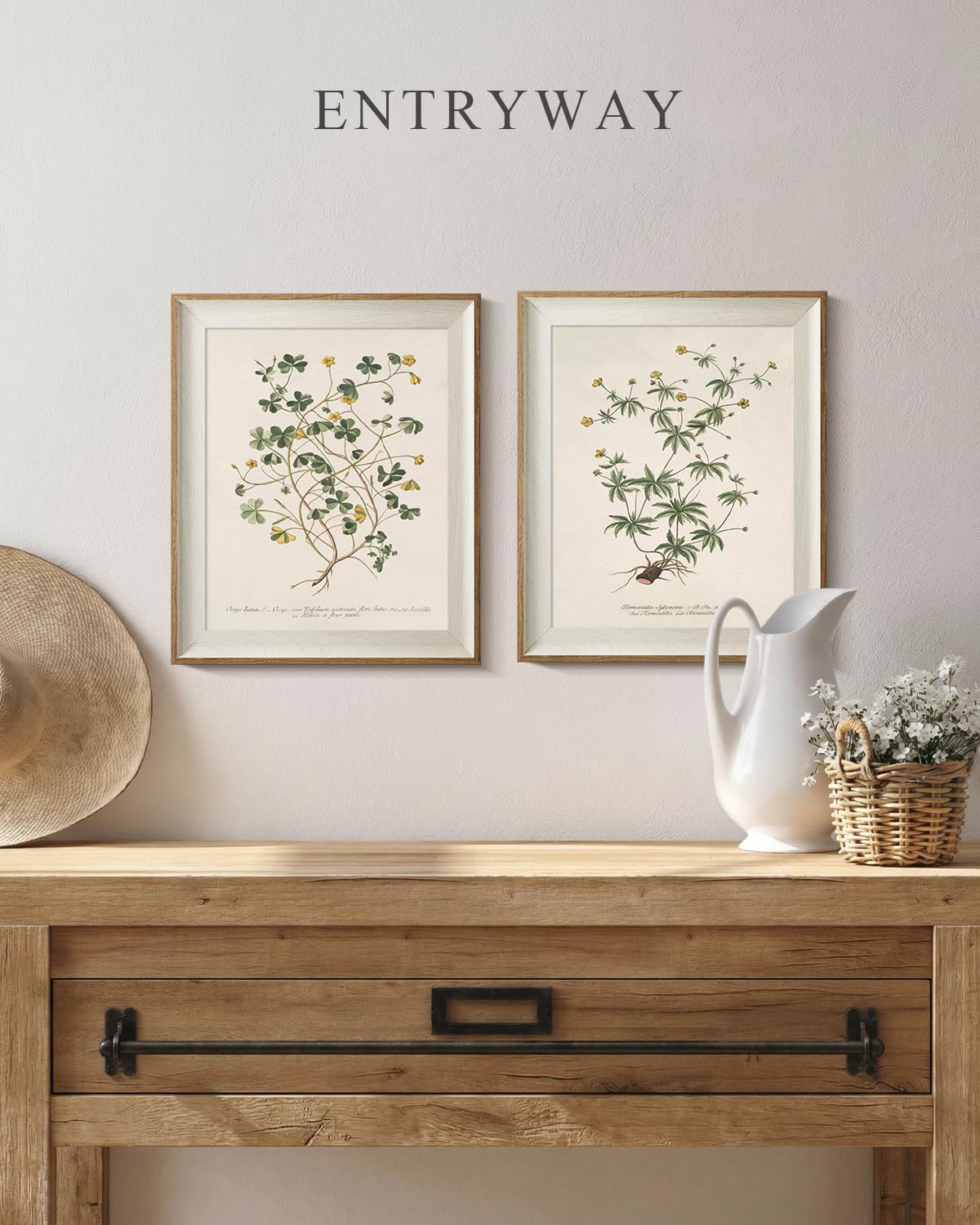 Framed Minimalist Botanical Leaf Botanical Wall Art Set (Twisted Branches / 12"L x 10"W)