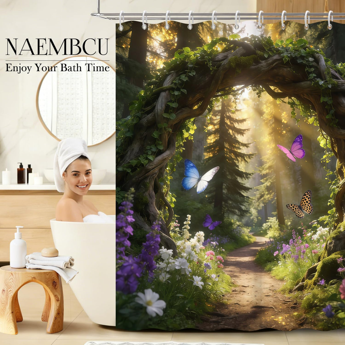 Enchanted Forest Shower Curtain with Hooks (Fantastical Landscape-a / 72"W x 72"L (Pack of 1))