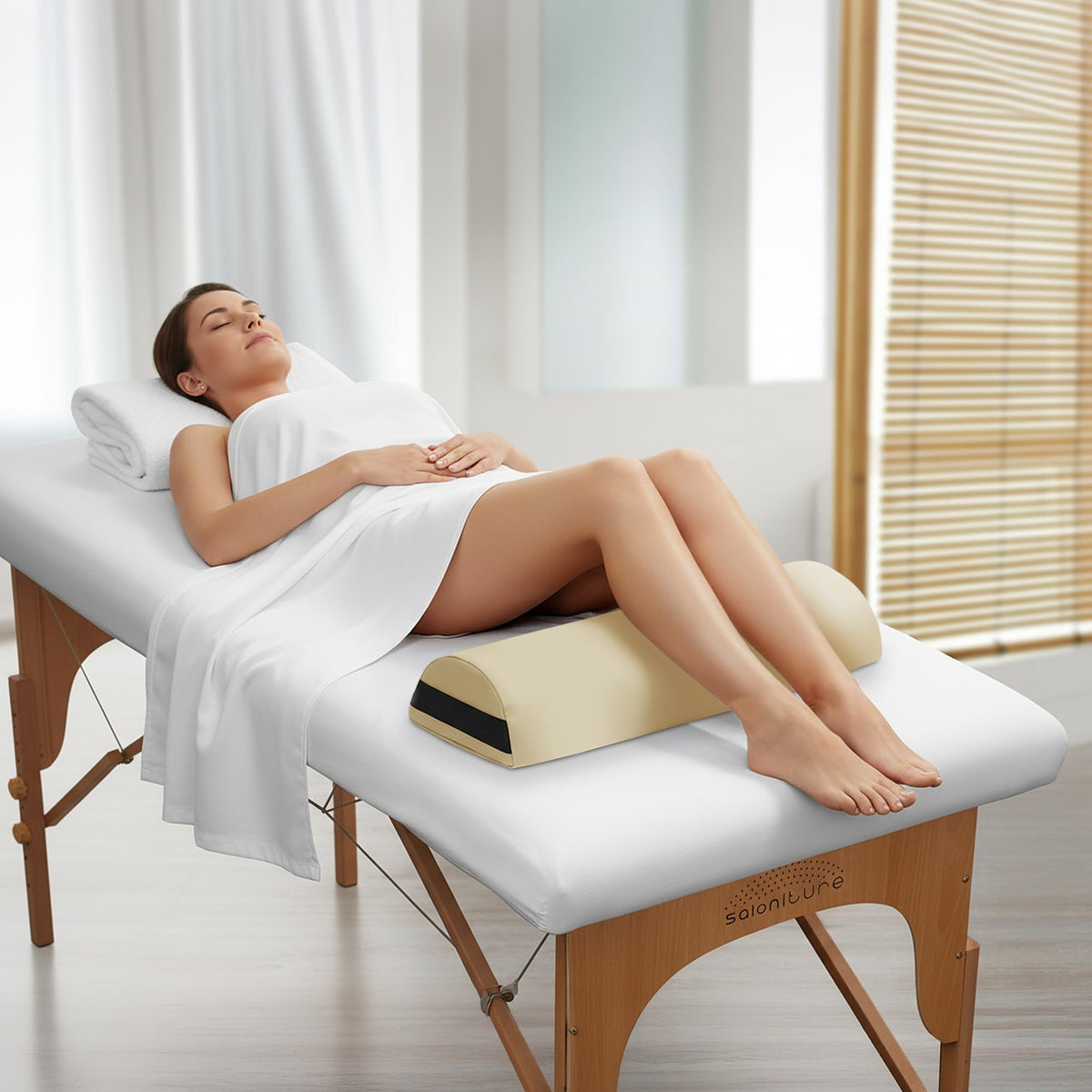 Jumbo Half Round Massage Table Bolster Under (Cream)