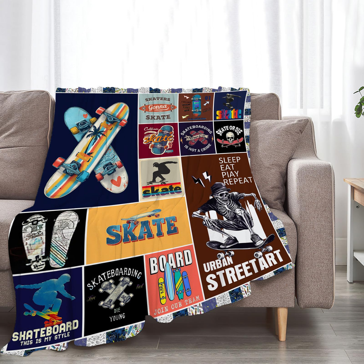 Skateboard Throw Blanket (60"x80" / Skate)