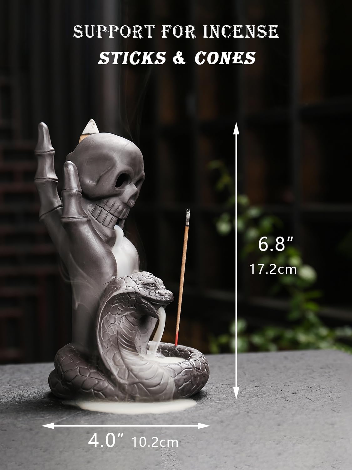 Skull Snake Incense Burner Holder (Skull Snake Black)