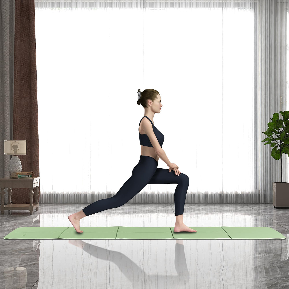 Foldable Yoga Mat for Travel Folding Yoga Mat 6mm Thick with Carrying Bag (Green)