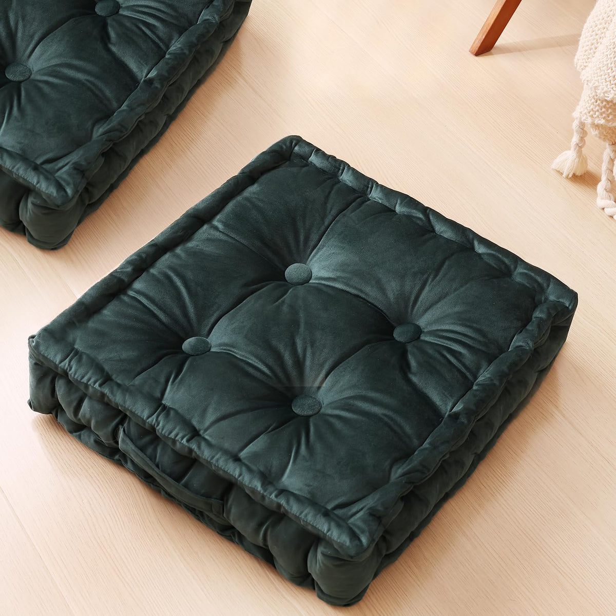 Square Floor Pillows (2 Pack / Dark Green)