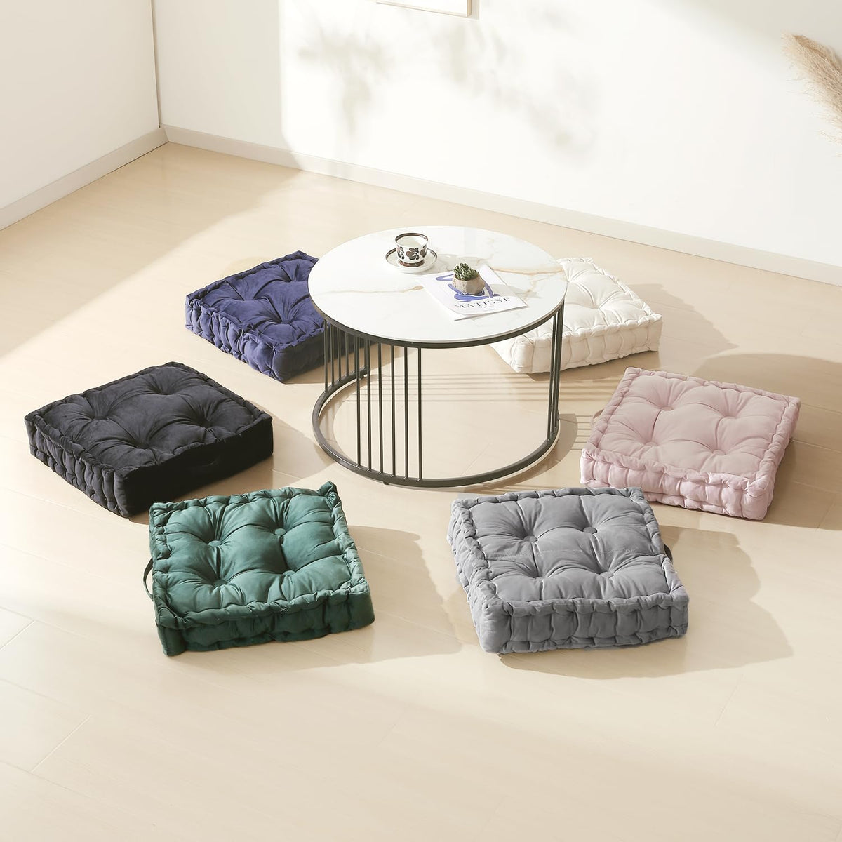 Square Floor Pillows (2 Pack / Dark Grey)