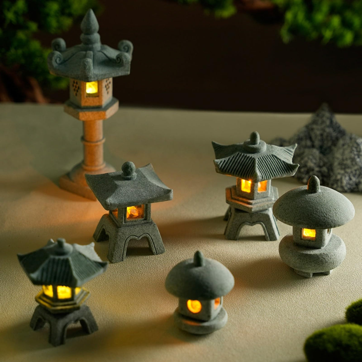 Japanese Pagoda LED Lamp Statue Figurine (Style J)