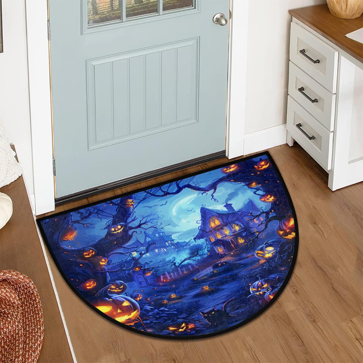 Halloween Half Round Door Mat Semi Moon Rug Fireplace Carpet Area Rugs (A:a-b)
