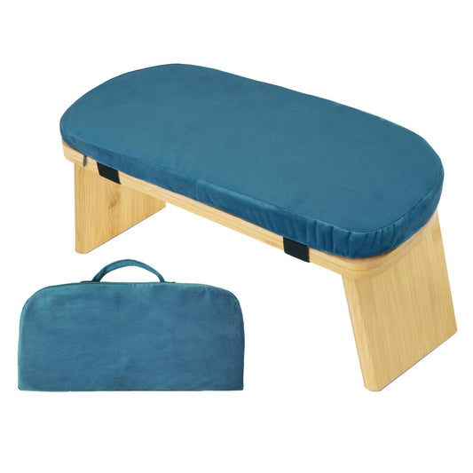 Natural Beech Wood Yoga Bench (Blue)