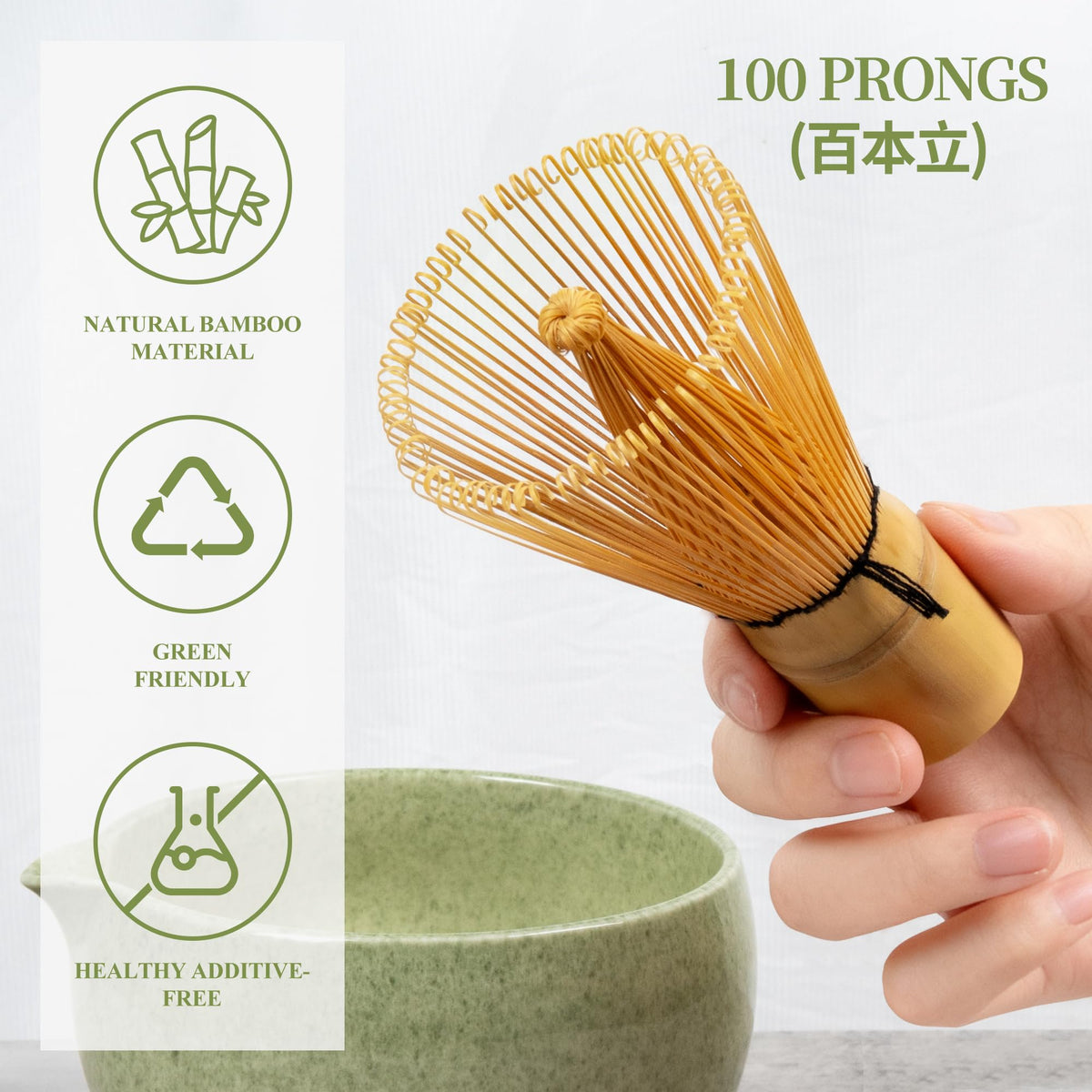 Matcha Whisk Set With Bowl (Mottled Green)