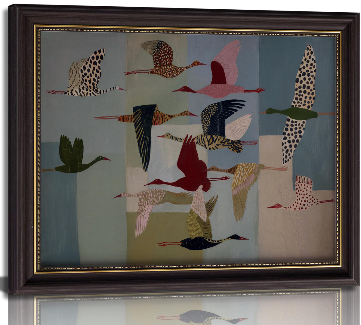 Vintage Birds Framed Wall Art (Crane / 16"L x 12"W)