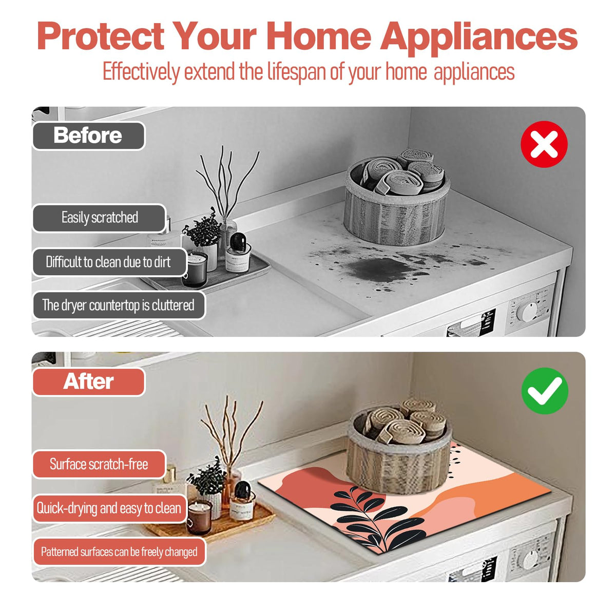 Dryer Top Protector Mat (classic bohe)