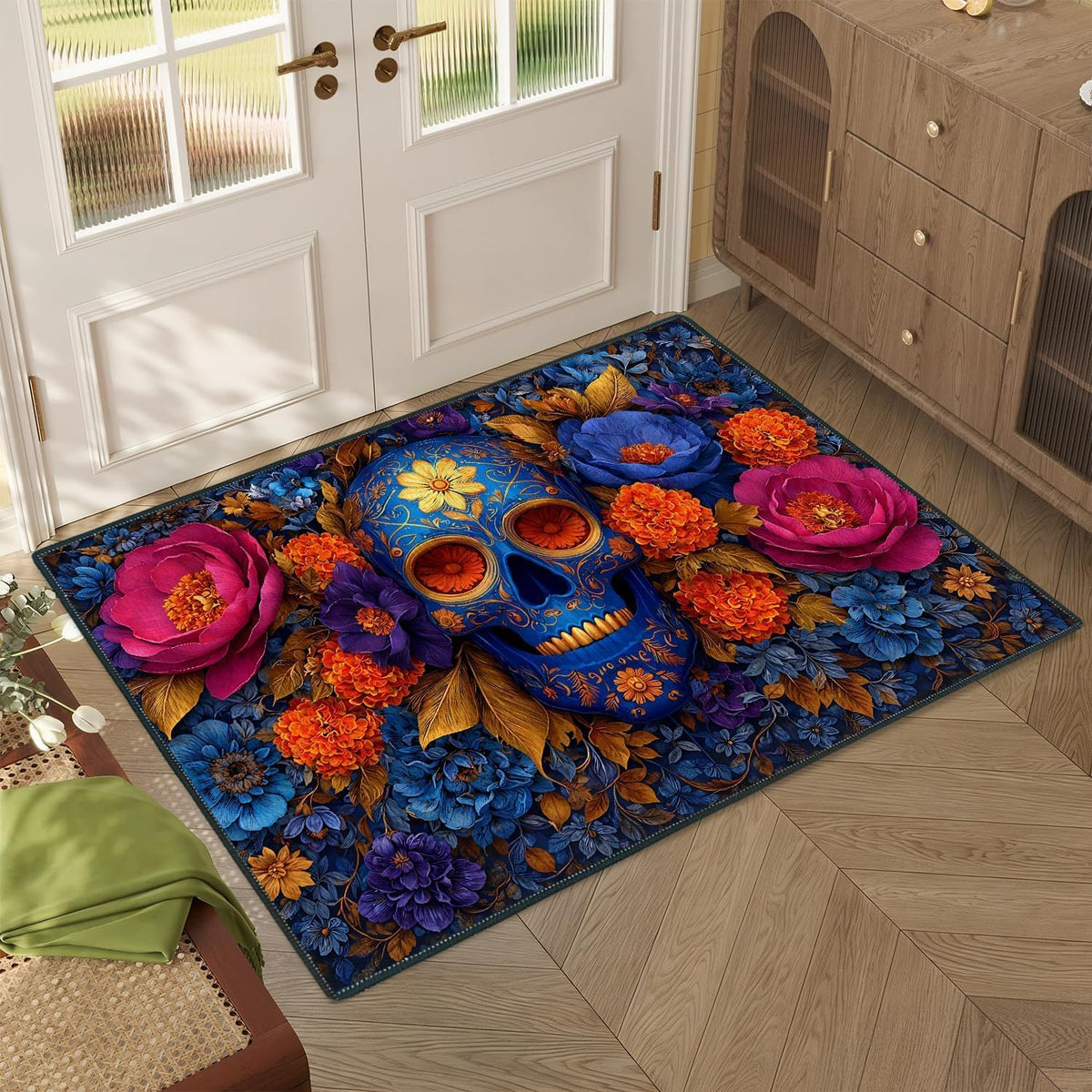 Floral Sugar Skull 2x3 Entryway Rug (21 / 2' x 3' (Rectangular))