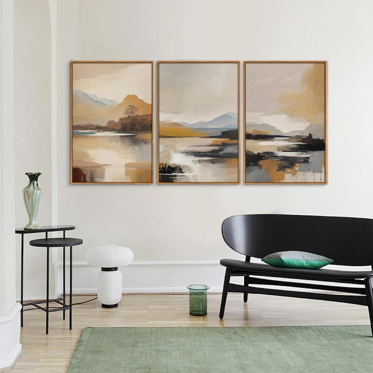Beige Abstract Mountain Framed Canvas Wall Art (Abstract Mountains / 24"L x 16"W)