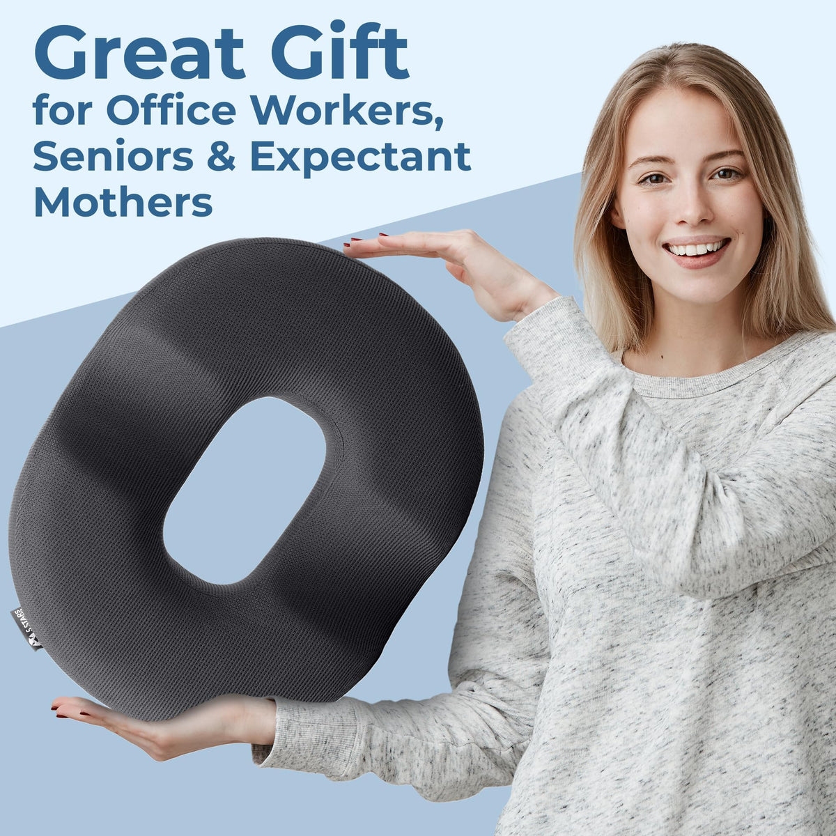 Donut Pillow for Tailbone Pain & Hemorrhoids (Dark Gray)