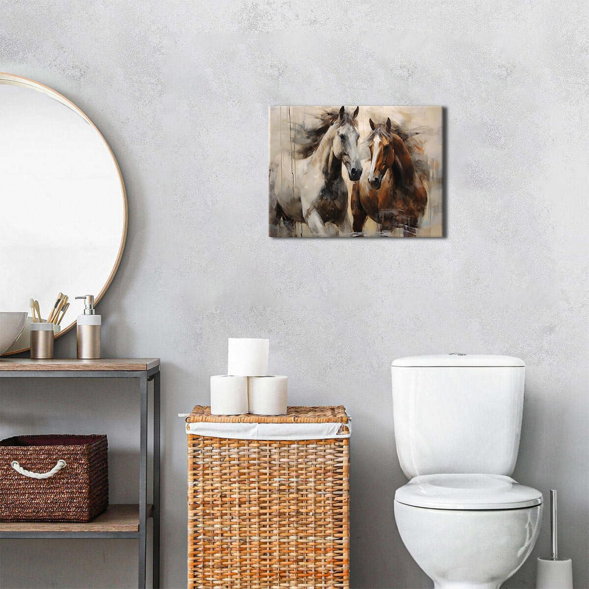 Vintage Horse Wall Art Western Running Horse Pictures Wall Decor 12x16" (16"L x 12"W / Horse)