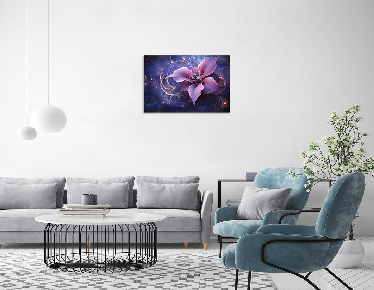 1 Panel Purple Picture Wall Art Purple Canvas Wall Art Abstract Purple Flower Print on Canvas Purple Flower Painting for Bedroom Home Decor Living Room Stretched and Framed 24x36 inch (36"L x 24"W / Purple Flower 2)