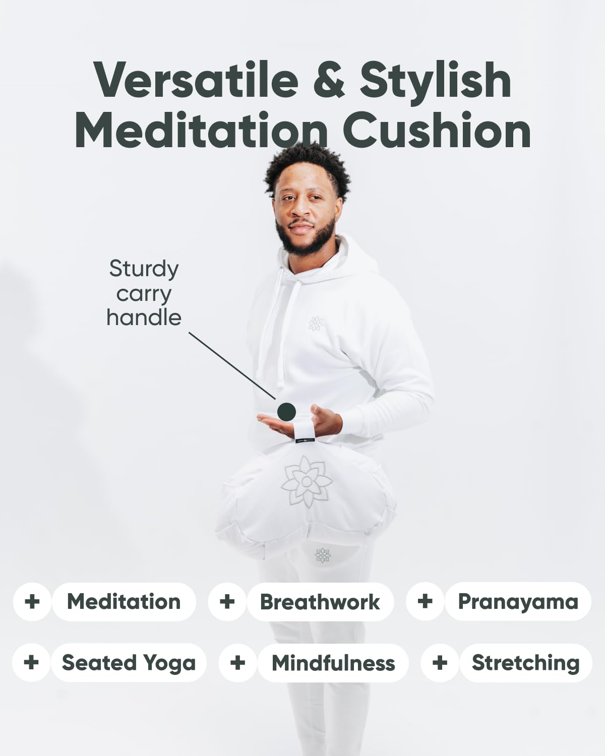 Mindful & Modern Large Meditation Cushion (Crescent - White)