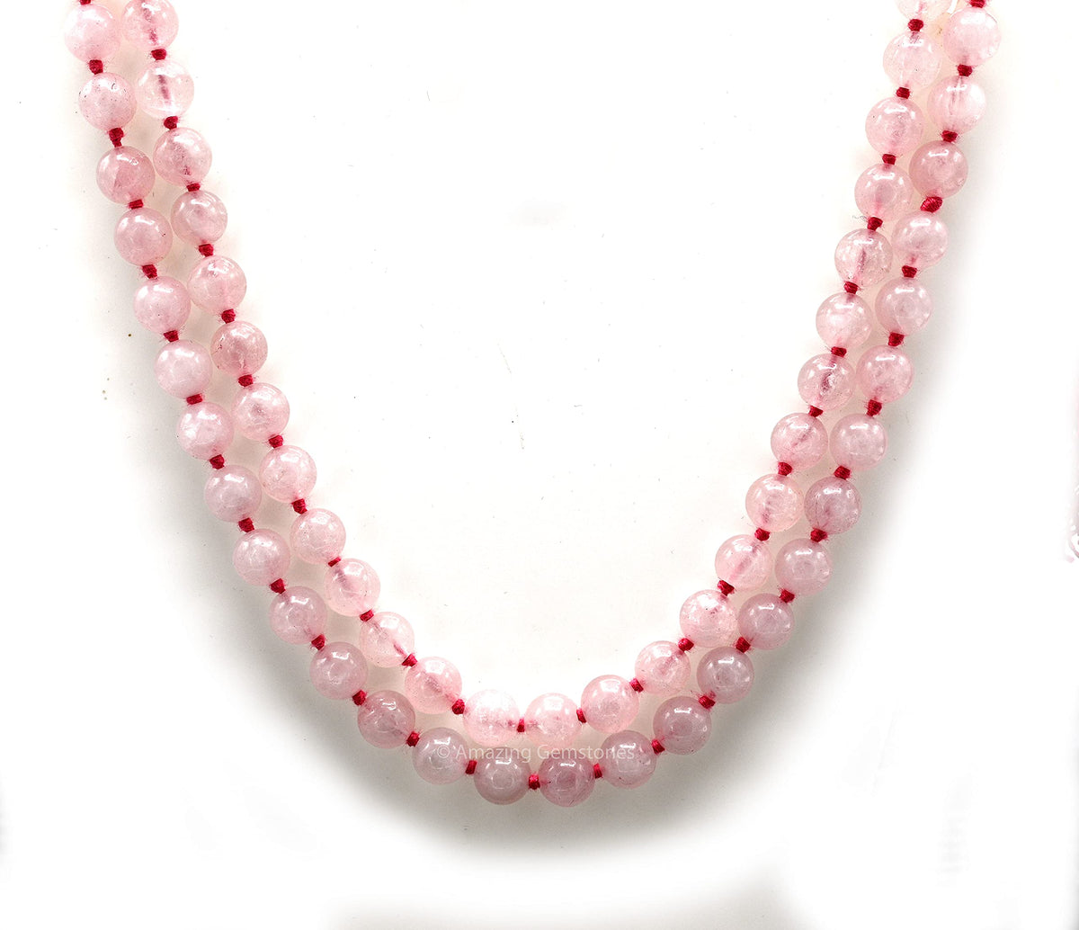 Rose Quartz Buddhist Prayer Beads Japa Mala with 108 Meditation Beads (Hand Knotted / Rose Quartz)