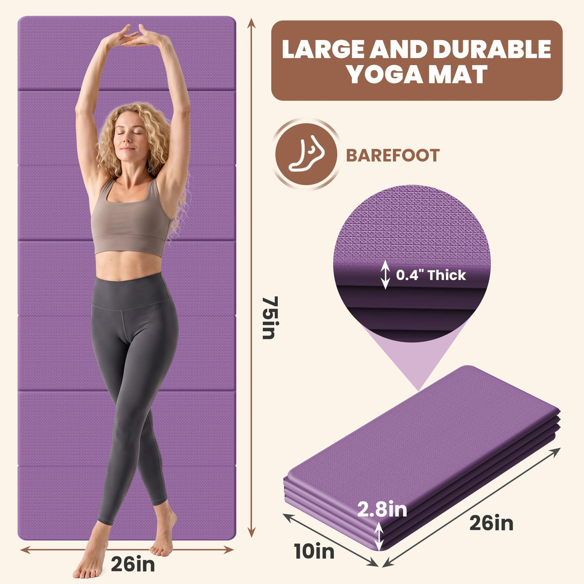 Foldable Yoga Mat (Purple)