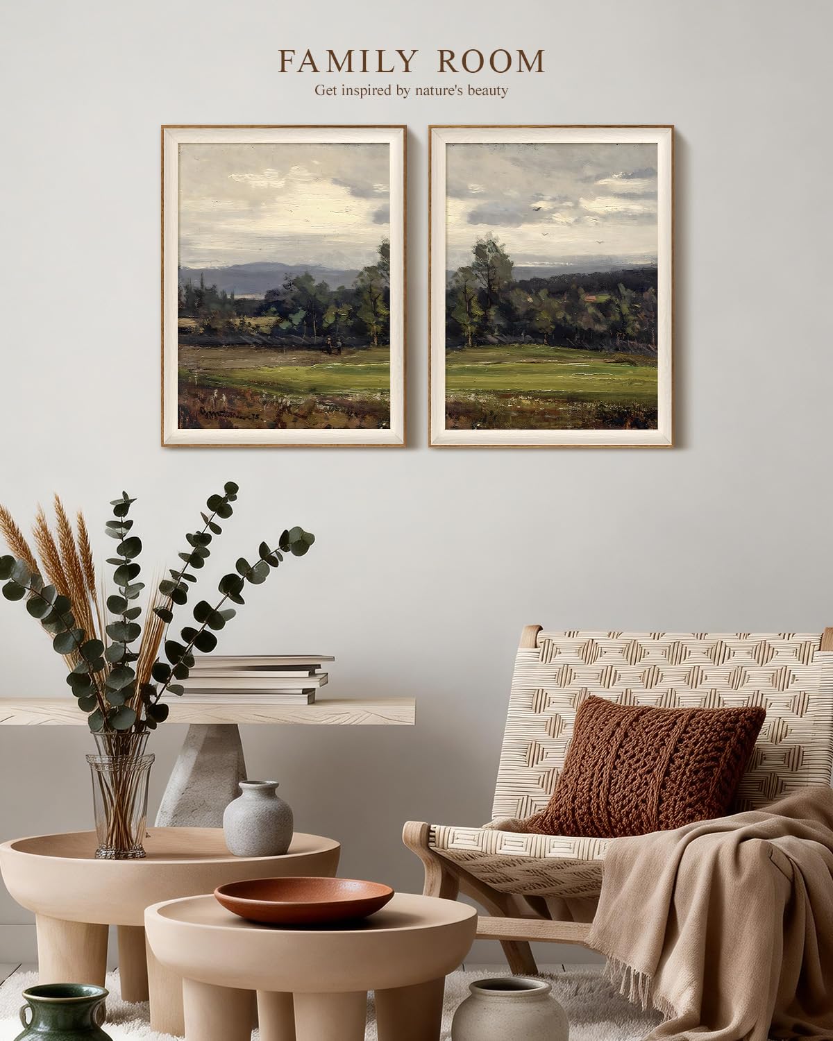 Framed Vintage Farmhouse Landscape Wall Art Set (Muddy landscape / 16"L x 20"W)