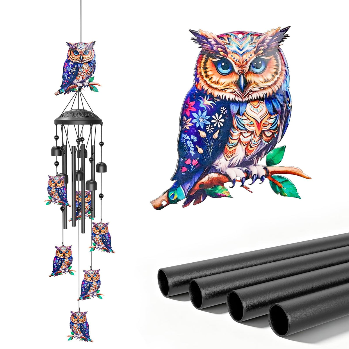 35" Wind Chimes for Outside (Owl)