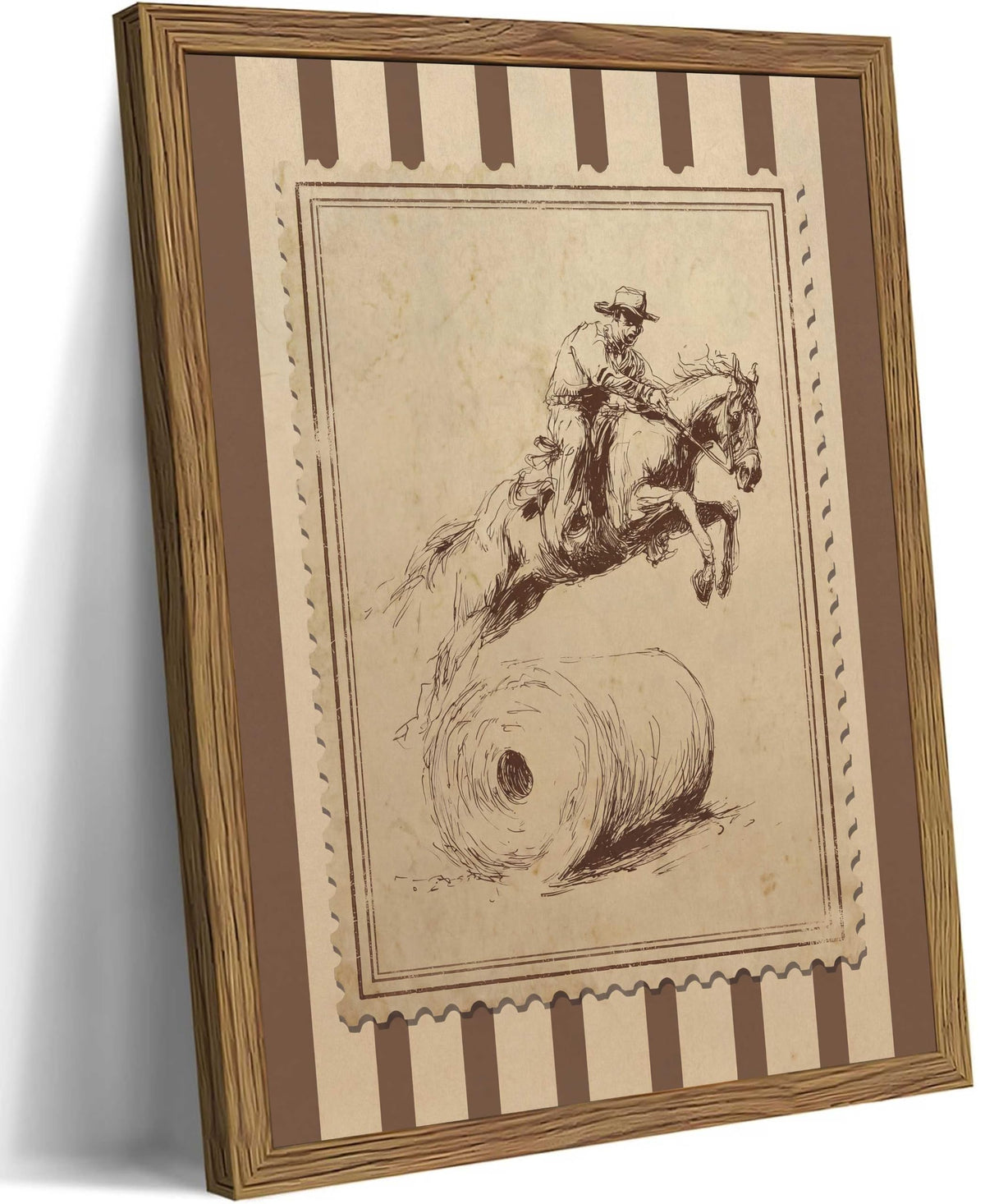 Wood Framed Funny Bathroom Wall Art Western Cowboy Toilet Paper Wall Decor (Cowboy Toilet Paper / 16"L x 24"W)