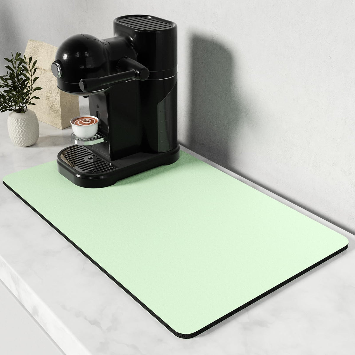 Coffee Mat 12" x 19" Coffee Bar Mats for Espresso Machine Station Accessories and Organizer (A-Lake Green / 12" x 19")