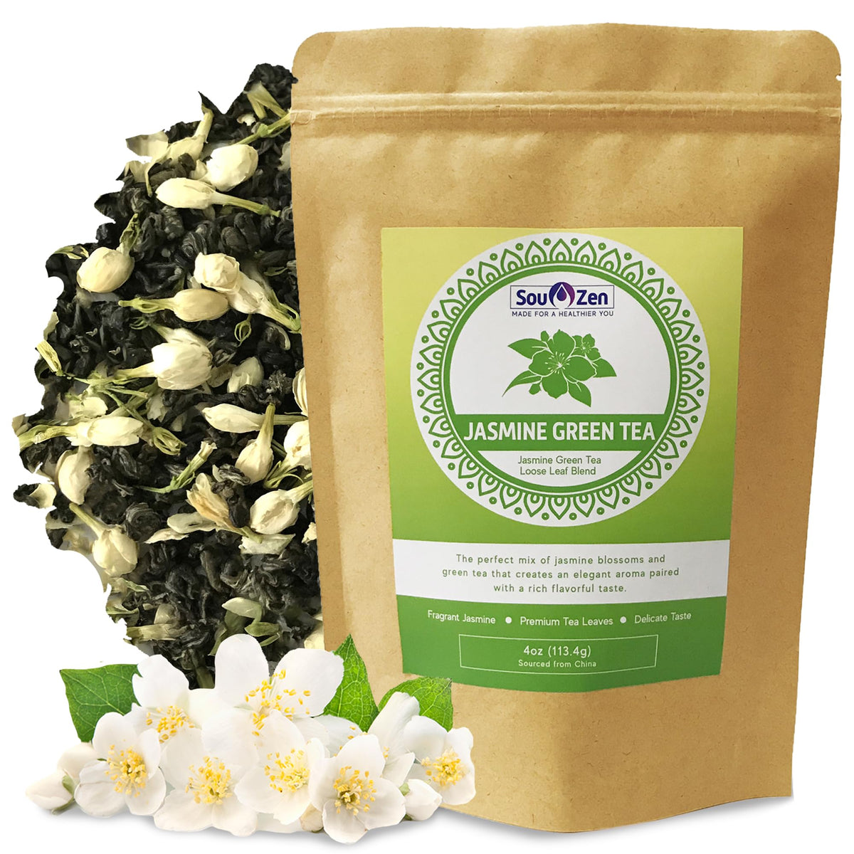 Jasmine Green Tea Loose Leaf Blend (4 Ounce (Pack of 1))