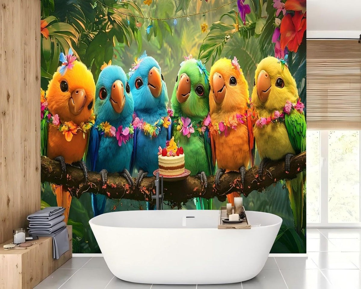Peel Stick Wall Mural Wallpaper Parrots 157"x108" Decor A11 (A11 / 157" x 108")