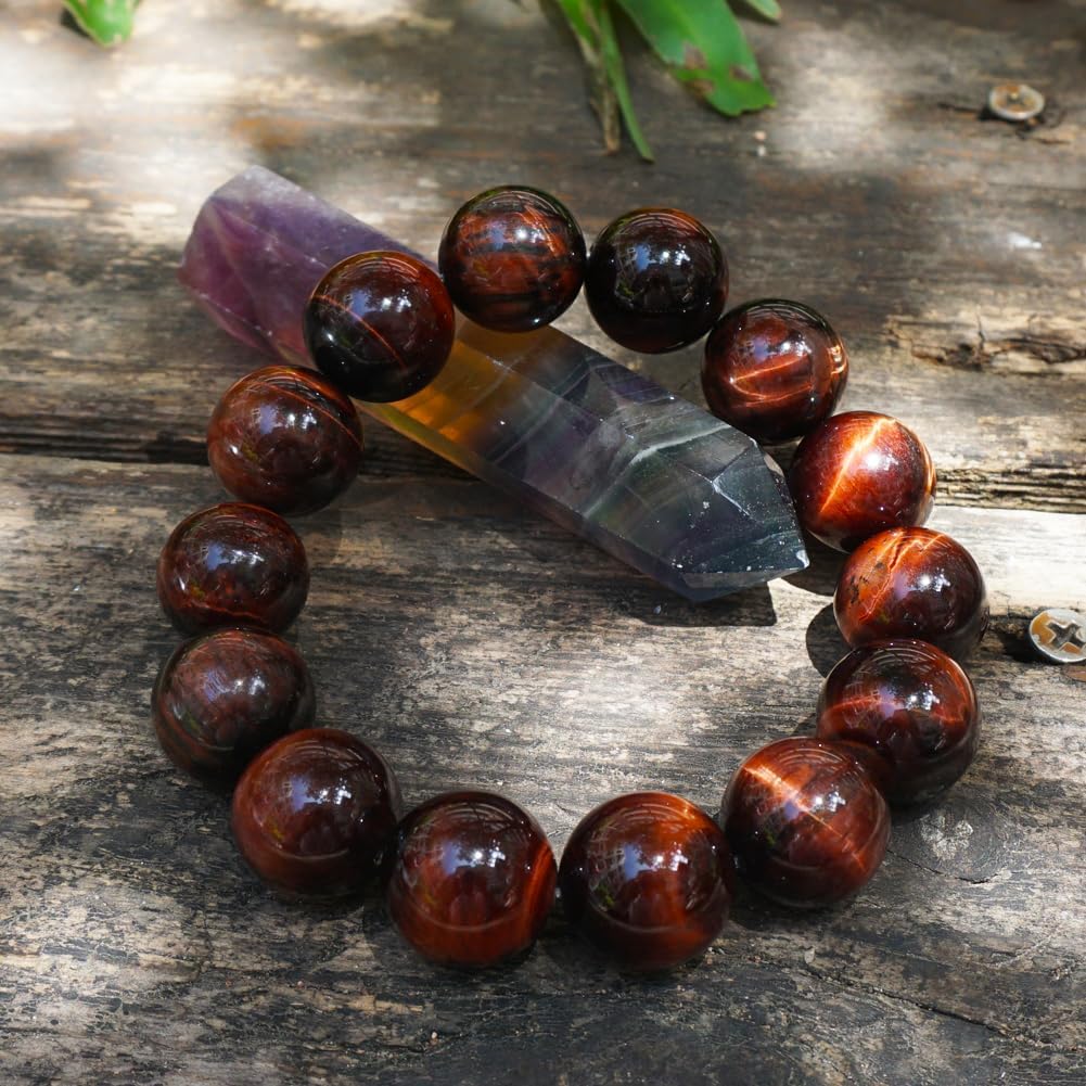 18MM Red Tigers Eye Bracelet for Men Women (18MM Red Tigers Eye Bracelet)