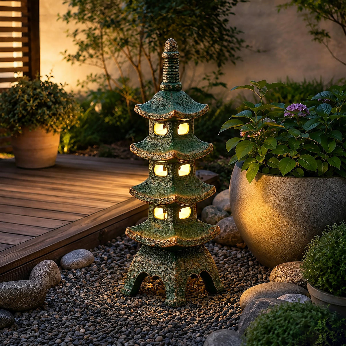 Solar Pagoda Garden Statues (40cm Bronze)
