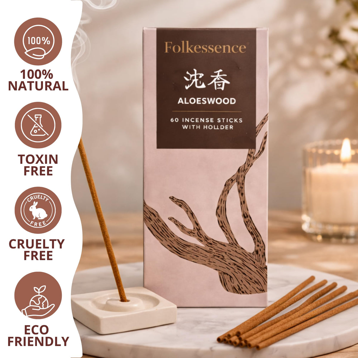 Japanese Fall Incense Sticks with Holder (Pack of 60)