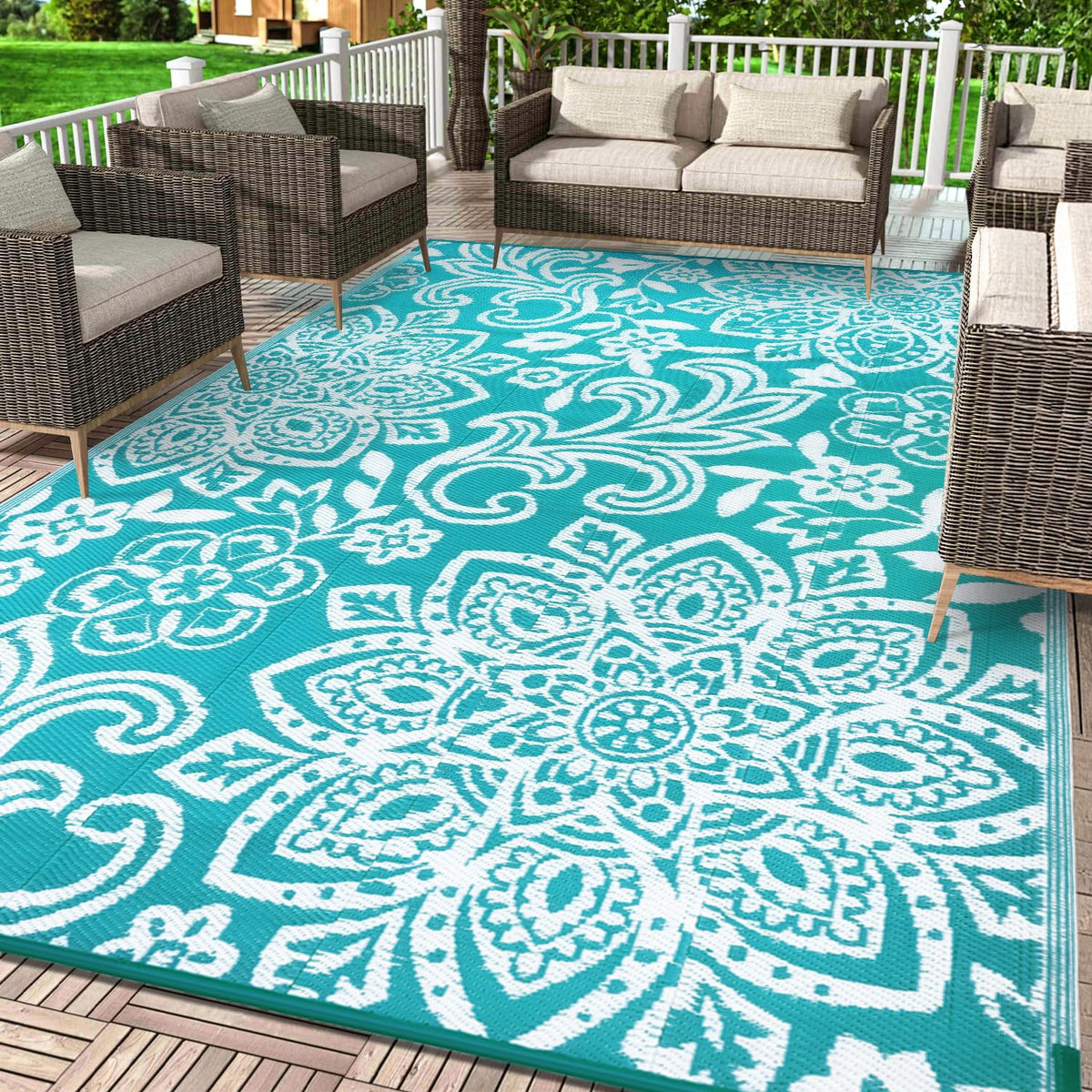 Waterproof Outdoor Rug 9' x 12' (Blue / 9' x 12')