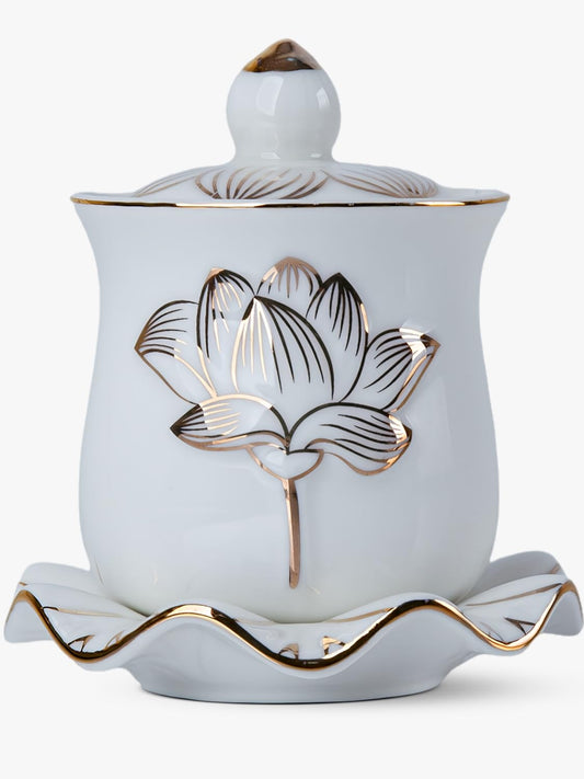 White Buddha Water Cup (1pc White Ceramic Cup)