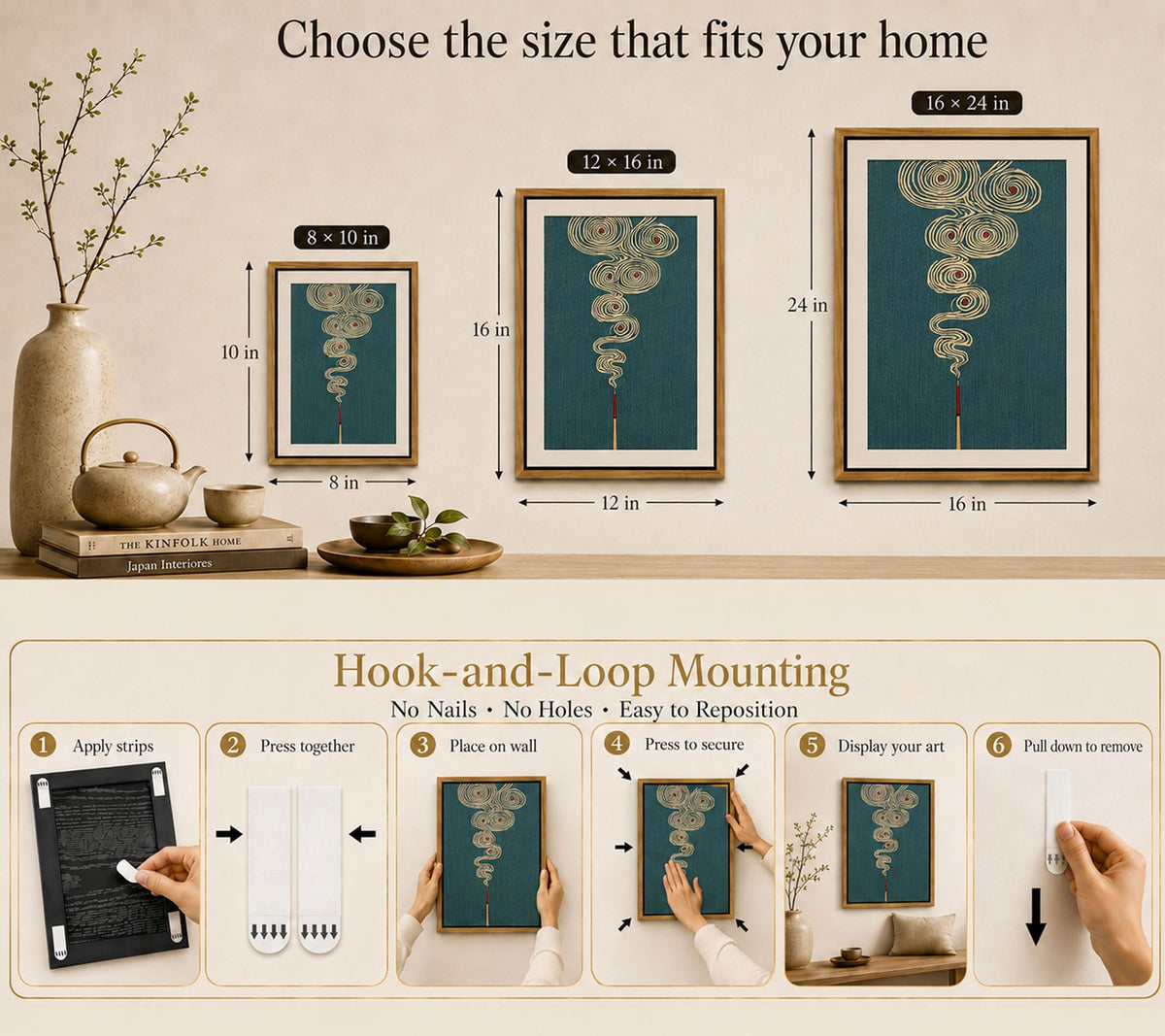 Floating Framed Zen Incense Canvas Wall Art (Zen Incense / 16"L x 12"W)
