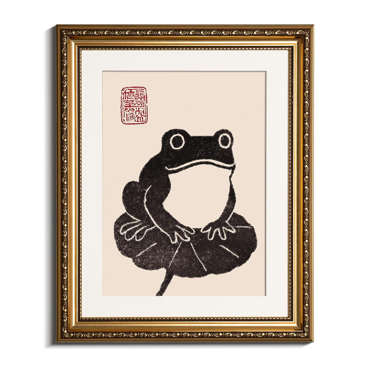 Gold Framed Art (Sitting in the lotus / 16"L x 13"W)