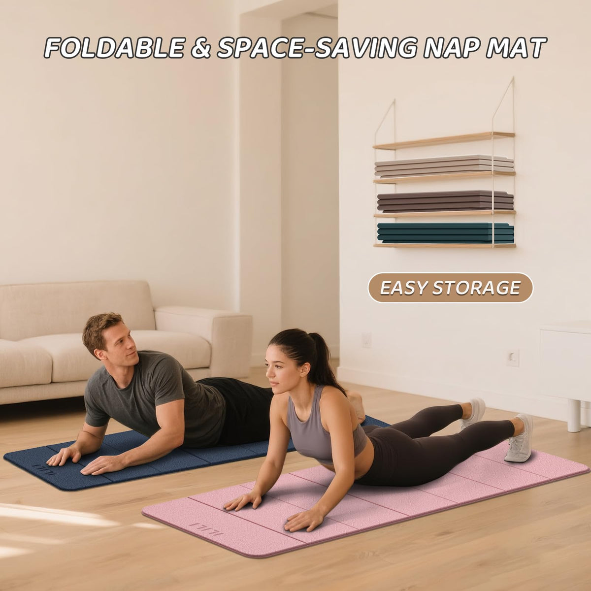 Foldable Yoga Mat 71 * 24 * 0.3 Inch (Dark Blue)