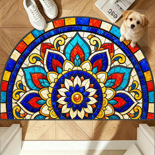 Stained Glass Semicircle Rug 24"x36" (69 / 2' x 3' (Semicircular))