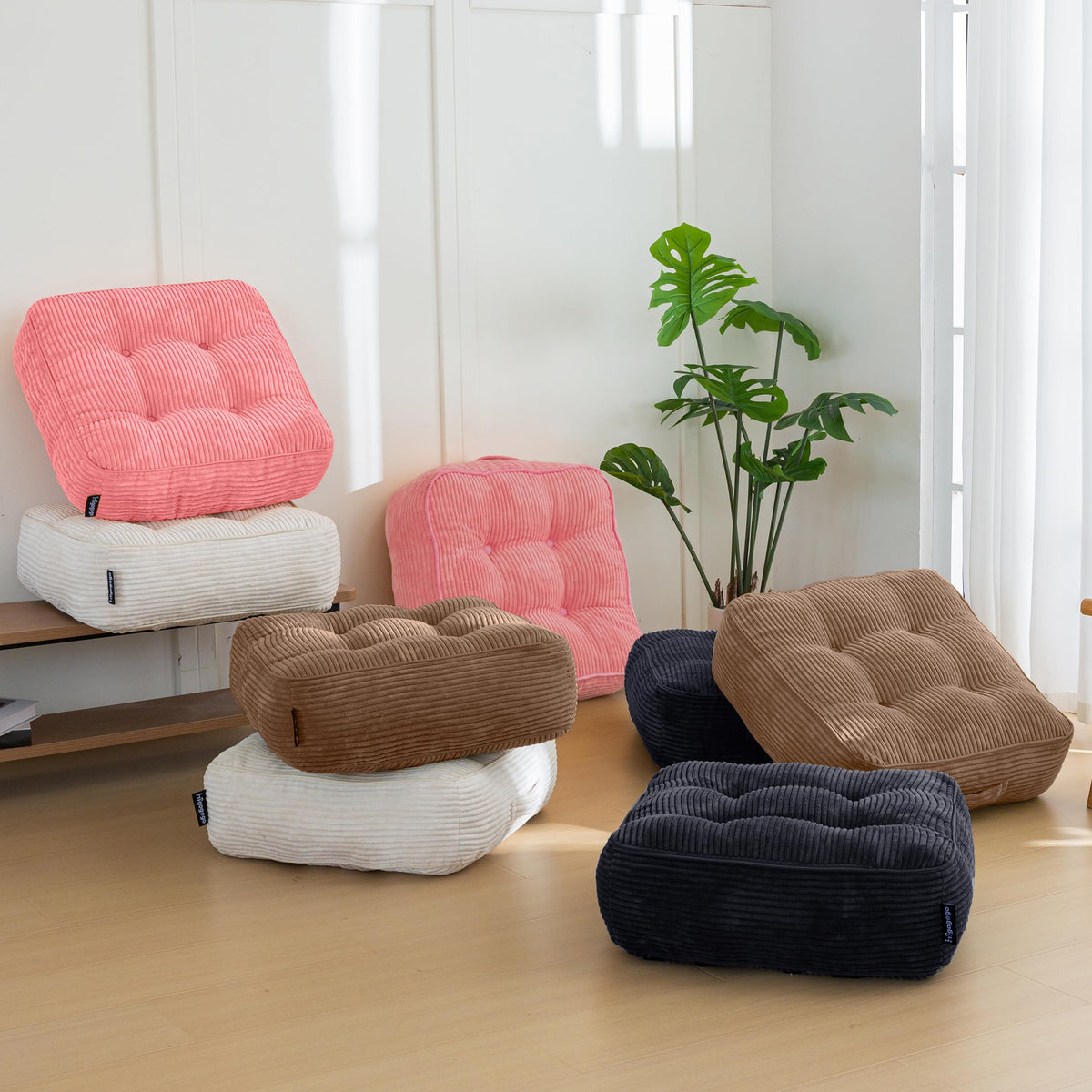 8" Extra Thick Floor Pillow Cushion for Adults (Square Pink / 8" Thick(Pack of 1))
