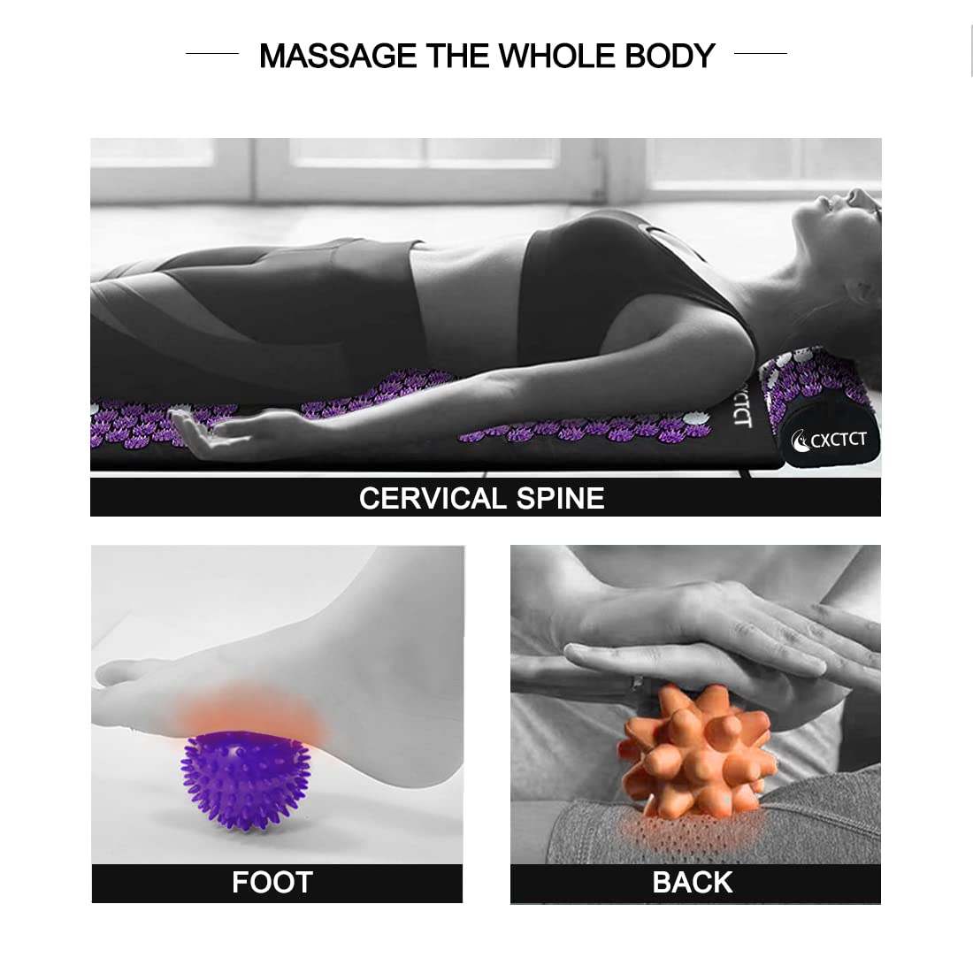 Purple Yoga Massage Mat Set (Purple)