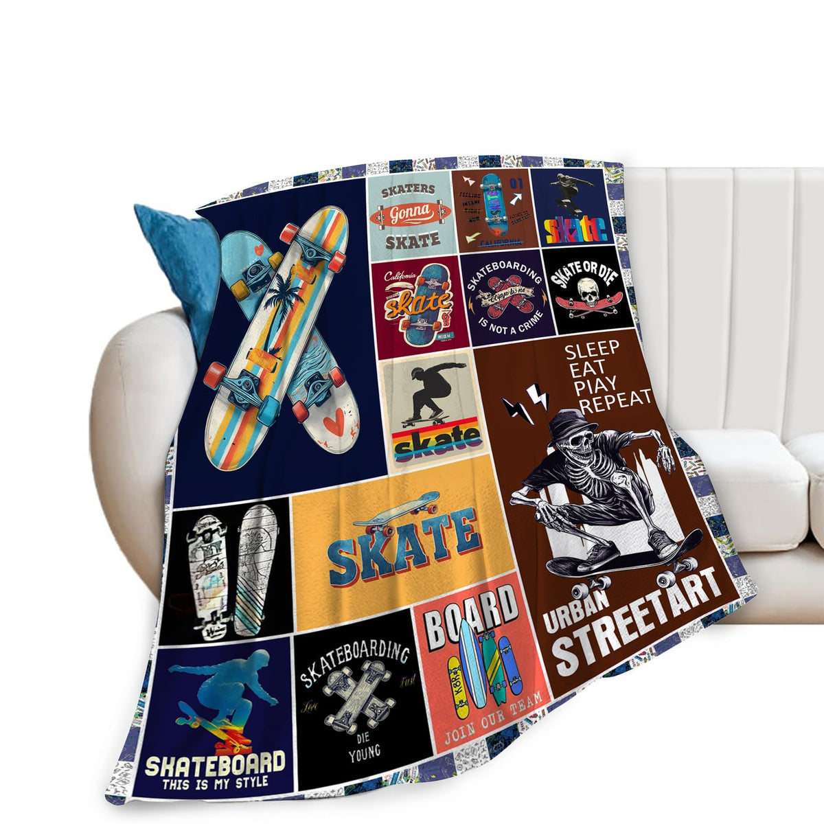 Skateboard Throw Blanket (60"x80" / Skate)