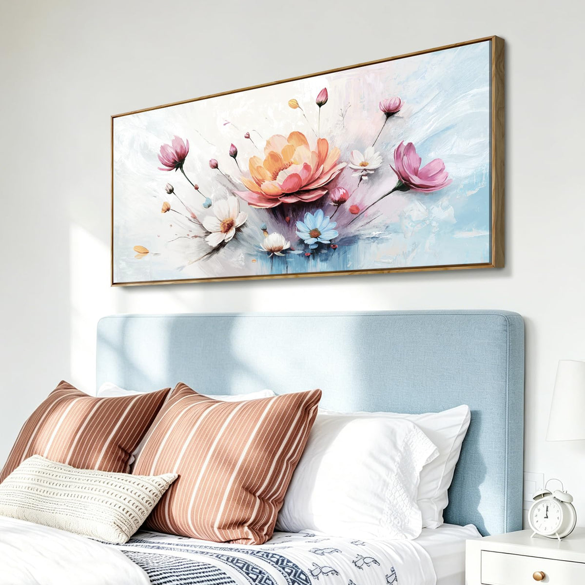 Framed Abstract Natural Floral Wall Art For Living Room 48X24 In (Colorful Plant Wall Art / 48"L x 24"W(Framed))