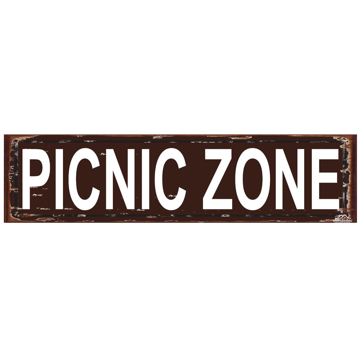 Picnic Zone Vintage Metal Sign (Picnic Zone / 16 x 4 Inch)
