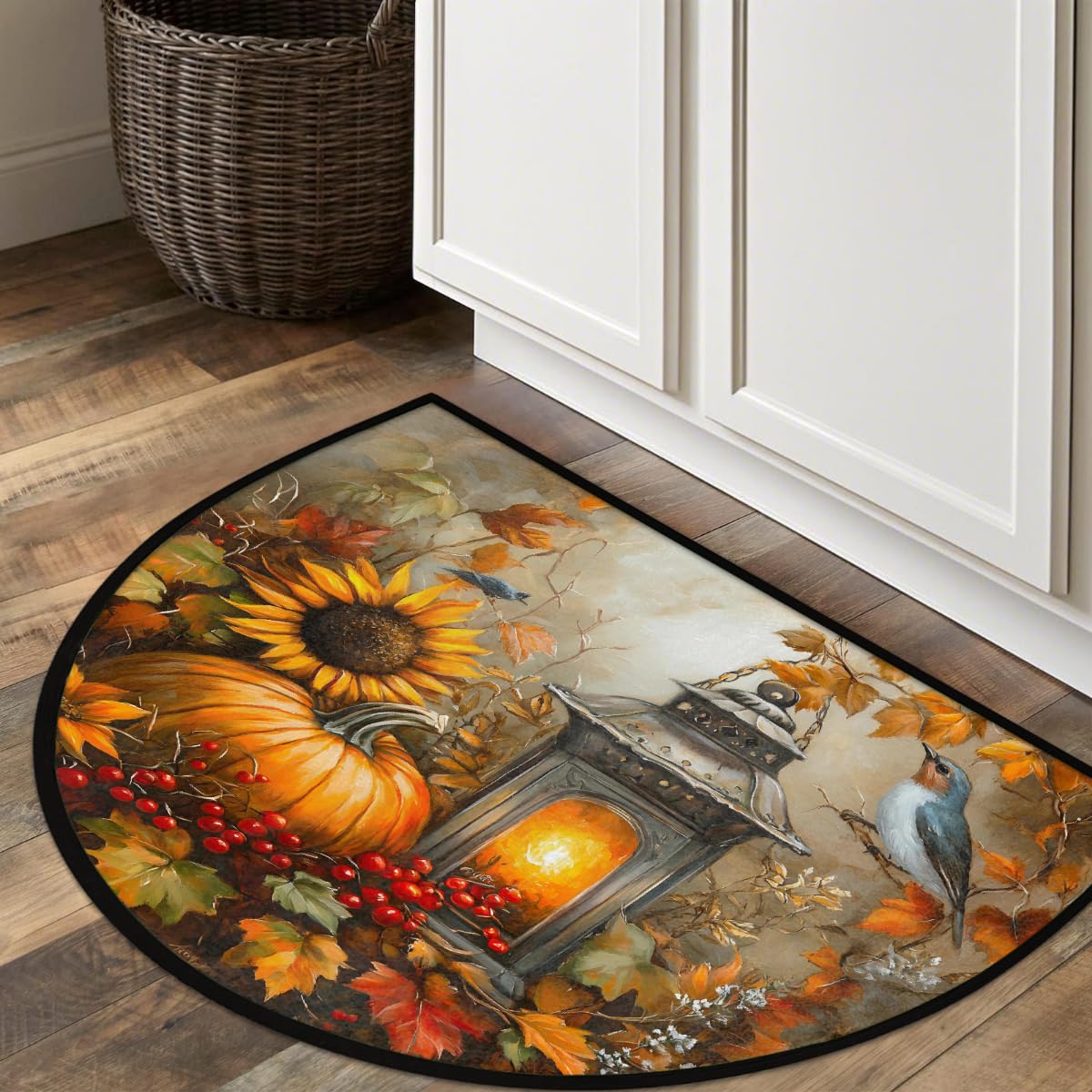 Animal Pumpkin Half Round Door Mat Non Slip Half Circle Rugs (D: Color 13)