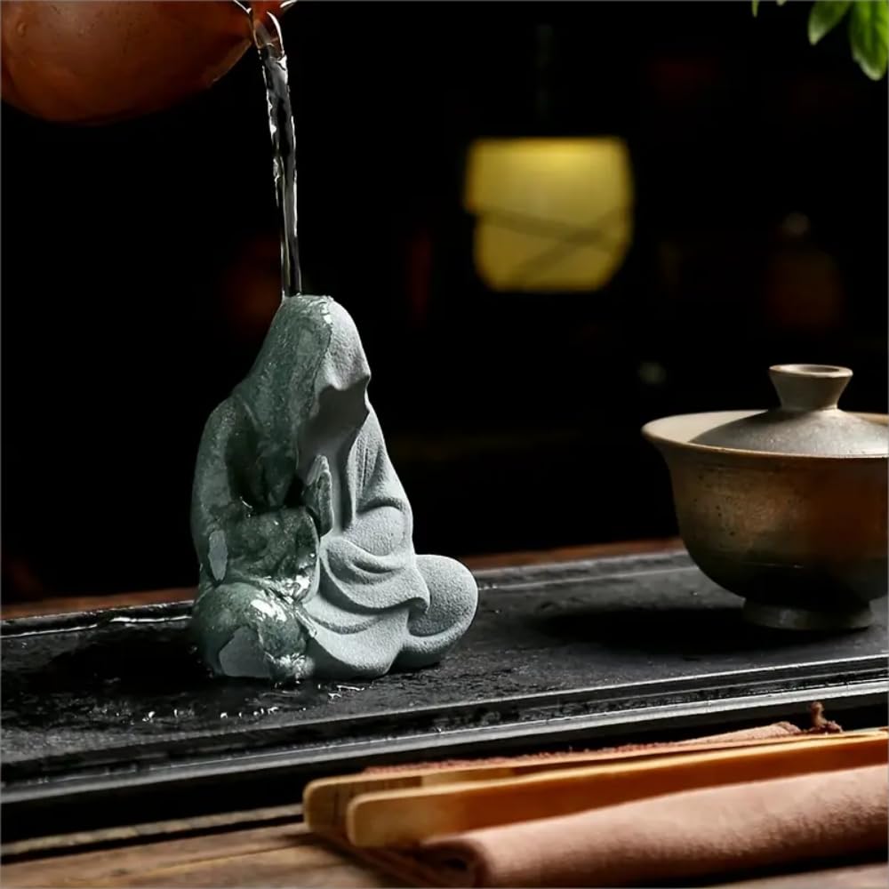 Aquarium Buddah Statue Sandstone Zen Buddha Sculptures for Garden Fish Tank Home Decorations (2)