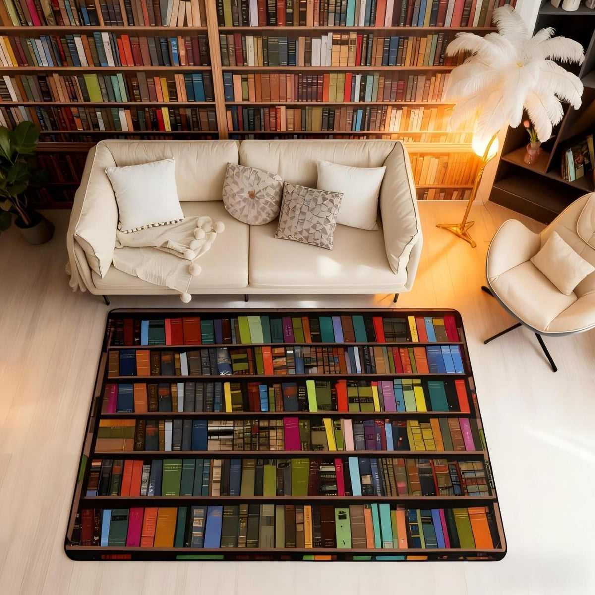 Books Area Rug 3x5 Rainbow Bookshelf Rugs for Living Room (Multi Color / 3'3" x 4'11" (Rectangular))
