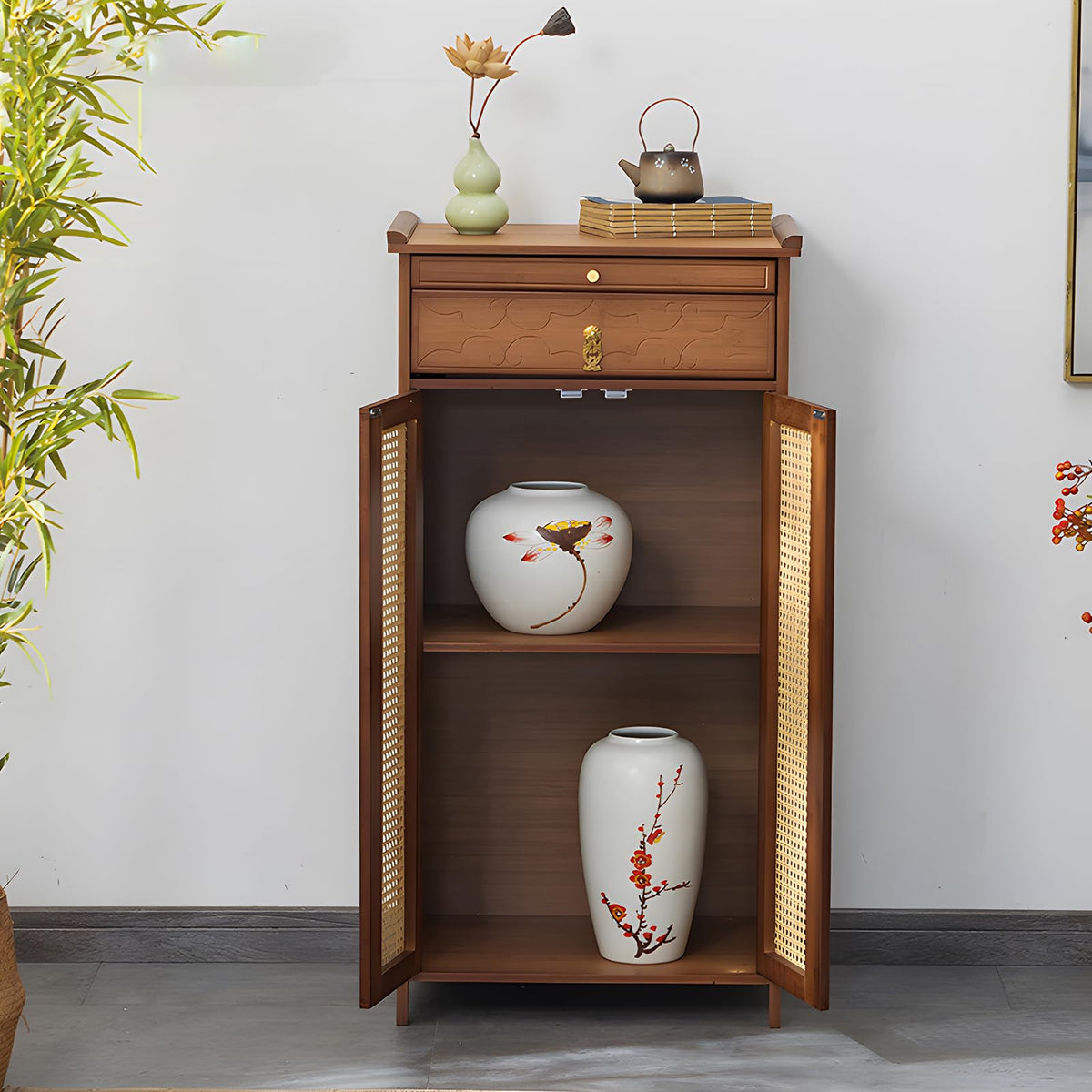 Bamboo Altar Table (19.7 / with Elevated Platform / Tea-tone Brown)